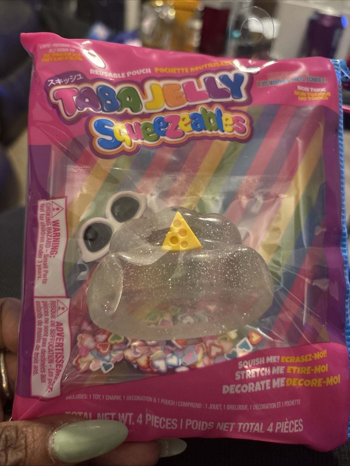 Taba Jelly Squeezeables Sparkle Squishy, Glitter Animal Print Squeeze Toy