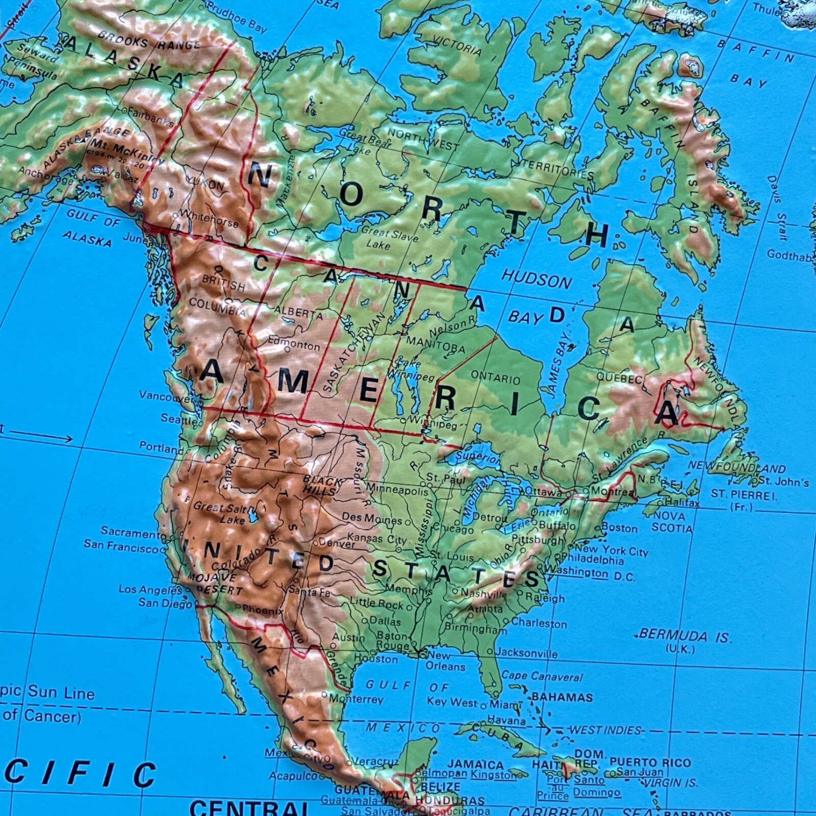 Vintage Nystrum The World Raised Relief Mt. Range Markable Map USA 1960s-80s