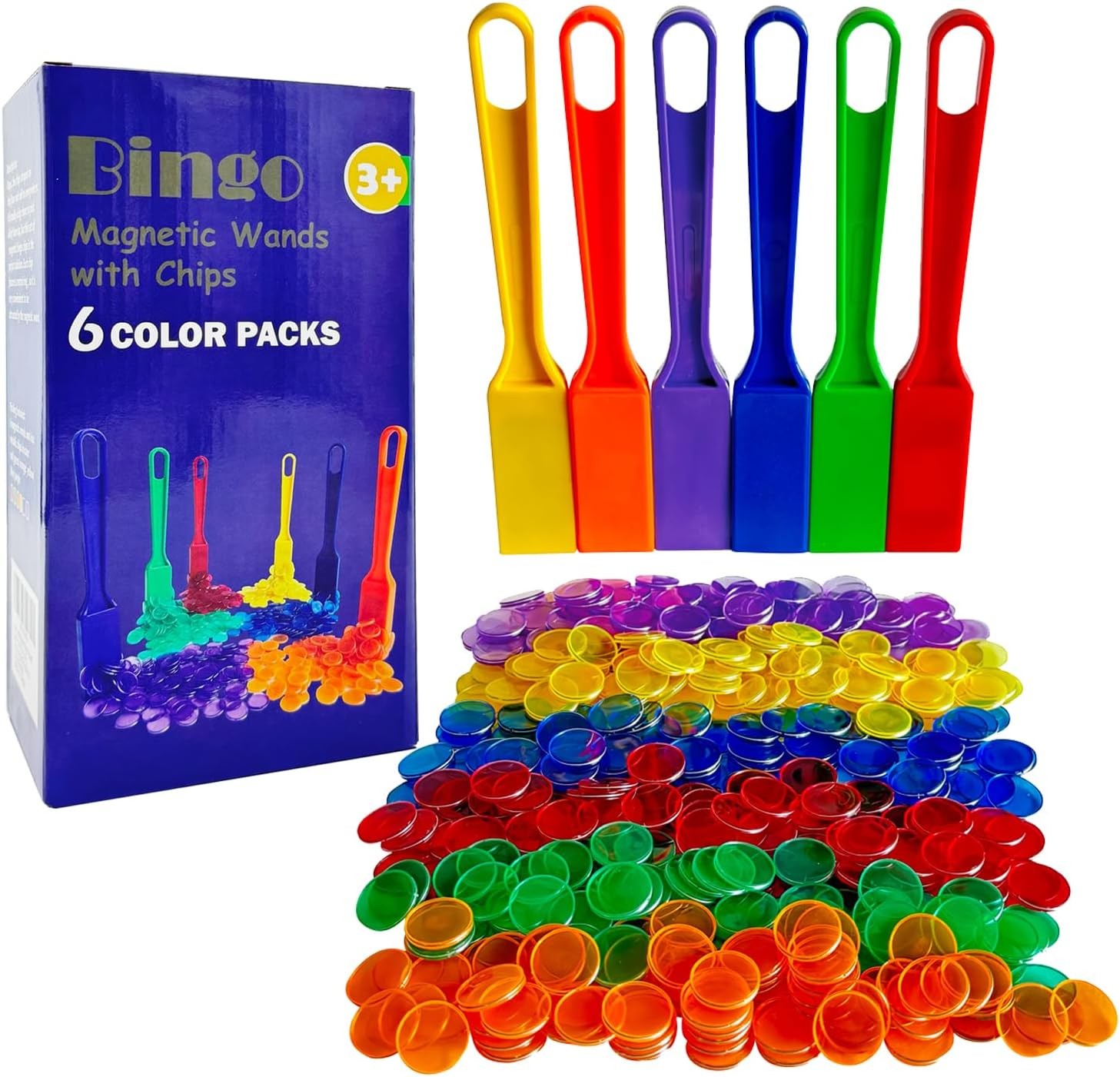 Magnetic Bingo Wand Chips – 6 Colors for Science Learning Counting Family Gam…