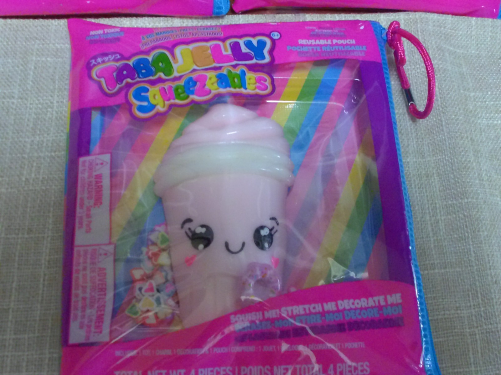 3 Taba Jelly Squeezeables PINK SHAKE AND BLUE CUP Squishy, SCENTED Squeeze Toy
