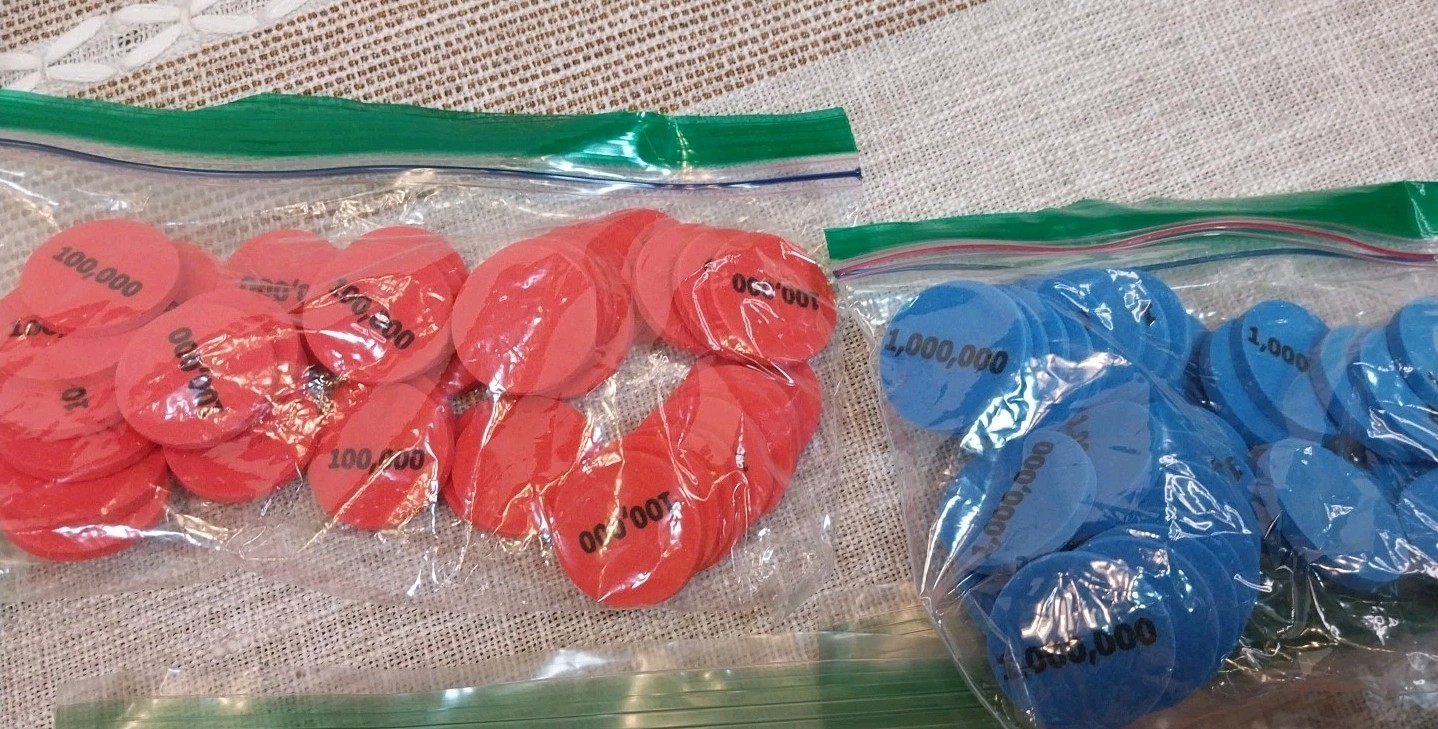 Learning Resources Place Value Foam Discs Set280pcs 8 colors 1s-Milllion Primary