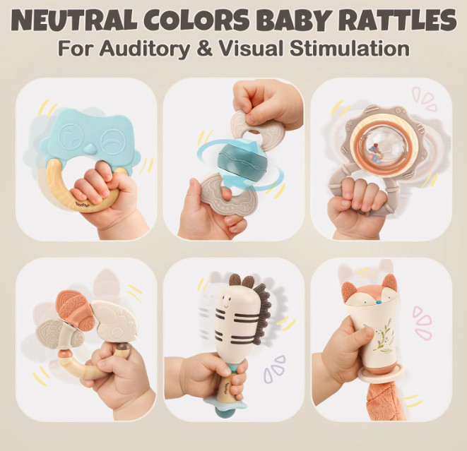 Teething toys and rattles for babies from 3-6 months old