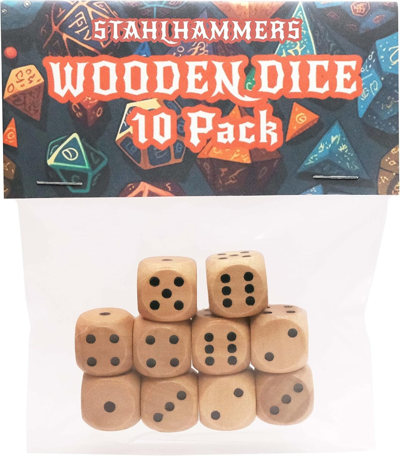 10 Pack Wooden Dice Set – Standard 16mm 6 Sided – Perfect for Board Games and…