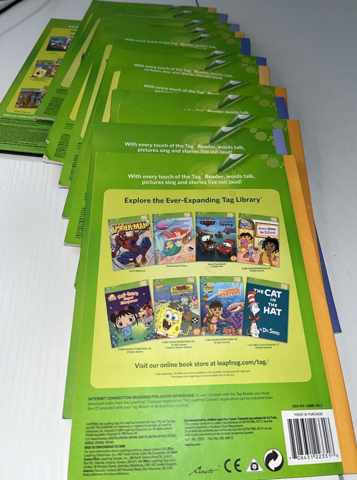 Leap Frog TAG Books (x13 Set Lot) Vowel Sounds Disney Pixar Cars HB Book READ