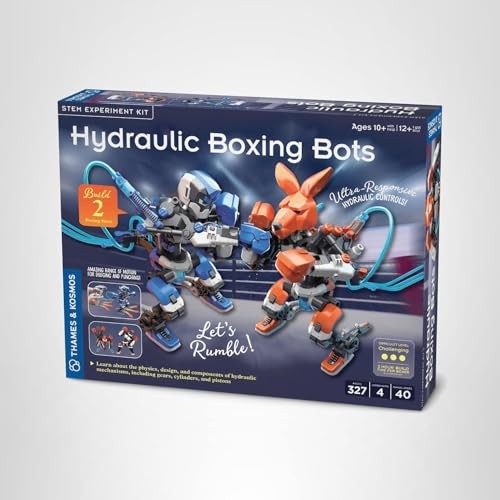 Thames & Kosmos Hydraulic Boxing Bots Building Kit – White & Blue STEM Toy