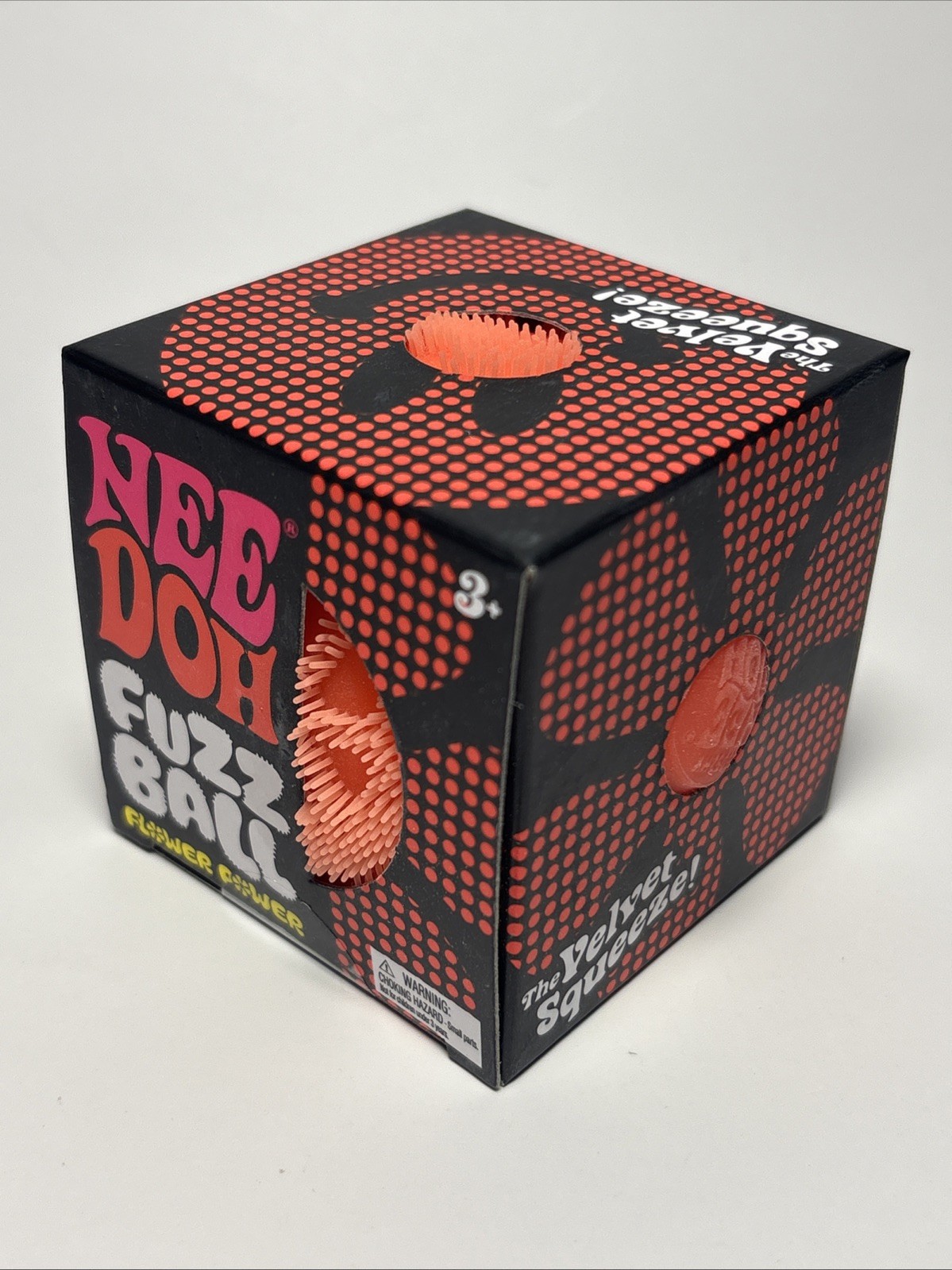 Needoh FUZZ BALL Flower Power Nee Doh Squish Stress Ball Orange NEE-DOH Fuzzball