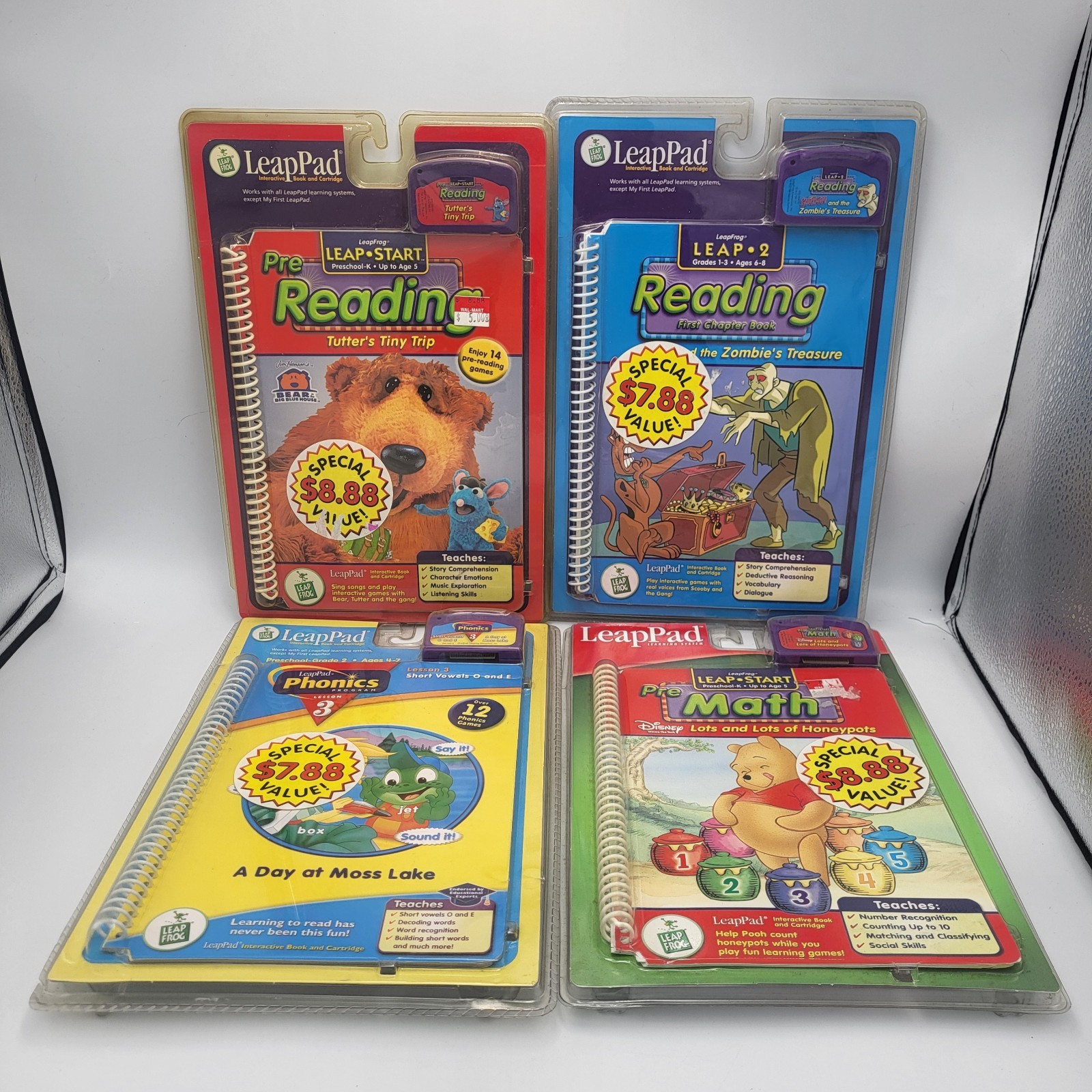 LeapFrog LeapPad Lot Of 4 Books, Bear In The Big Blue House, Scooby Doo, Pooh