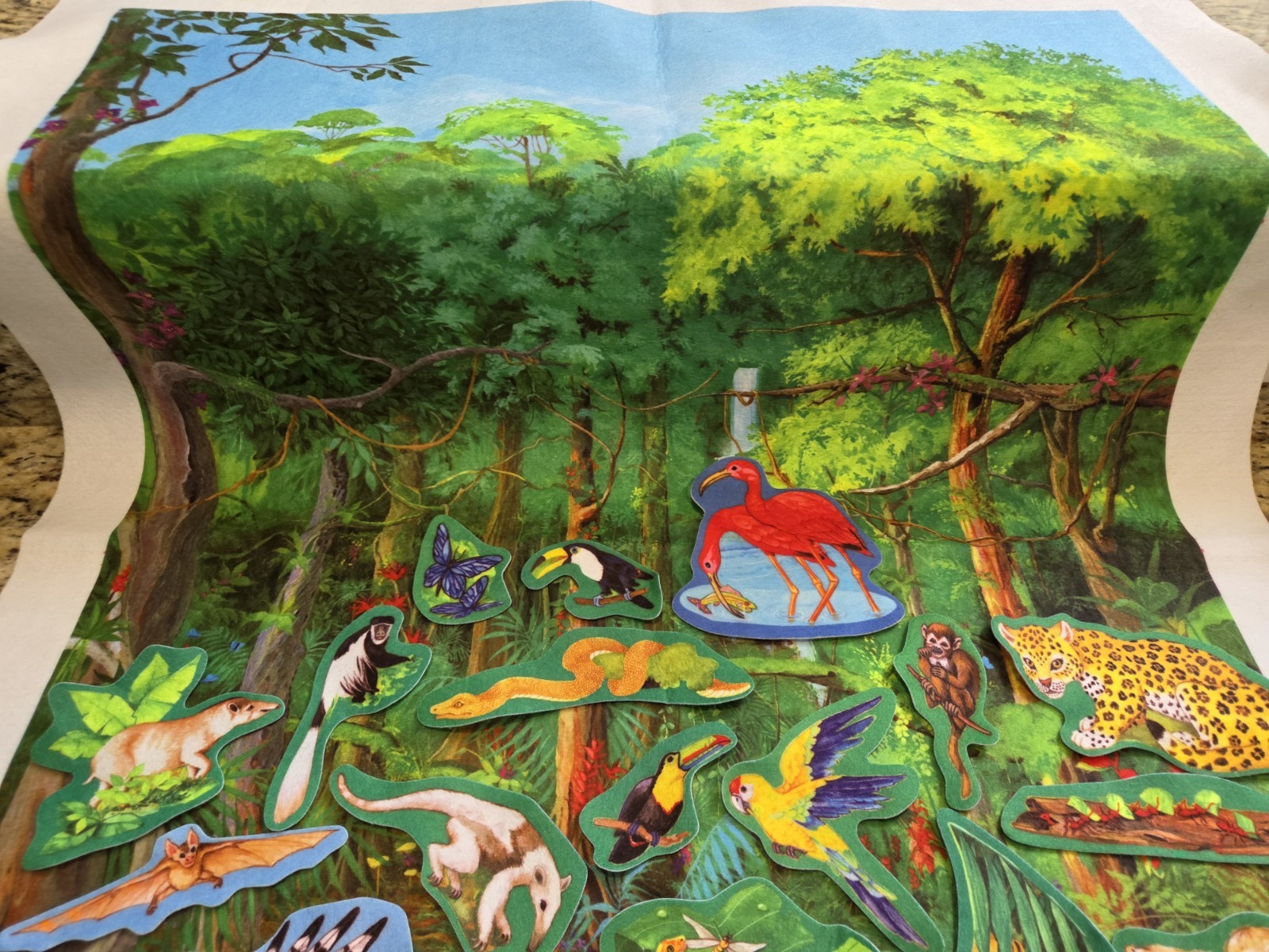 Little Folk Rain Forest Felt Set 30+ Pieces LOT Background & Pre-Cut Animals