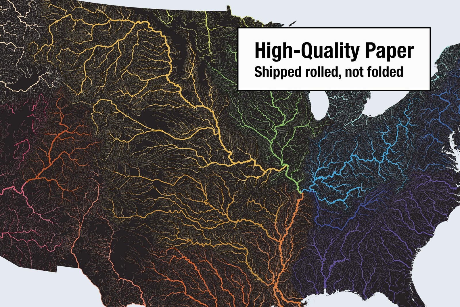 US Hydrological Map | Map of United States Rivers & Basins | 36” x 24̶