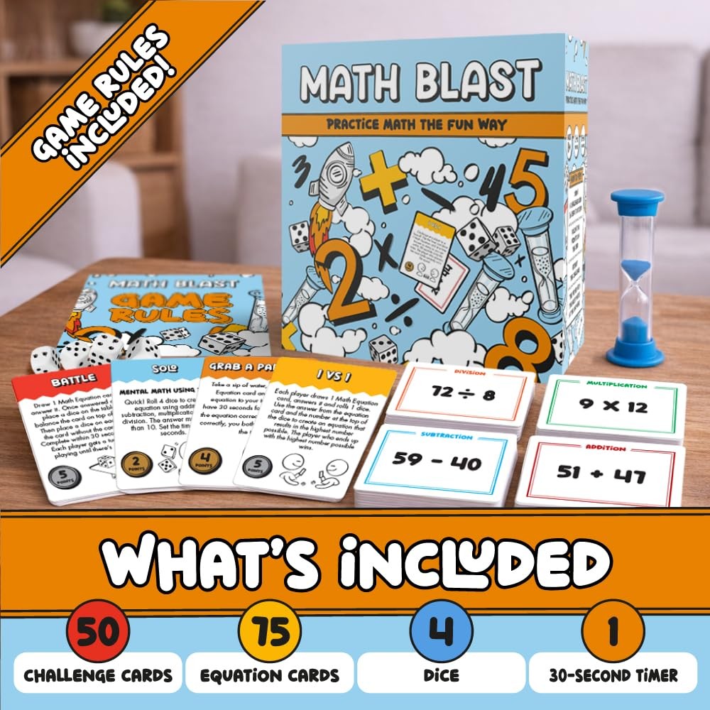 Math Blast! Cool Games for 4 inches x 1.9 x 4 inches, Multicolor