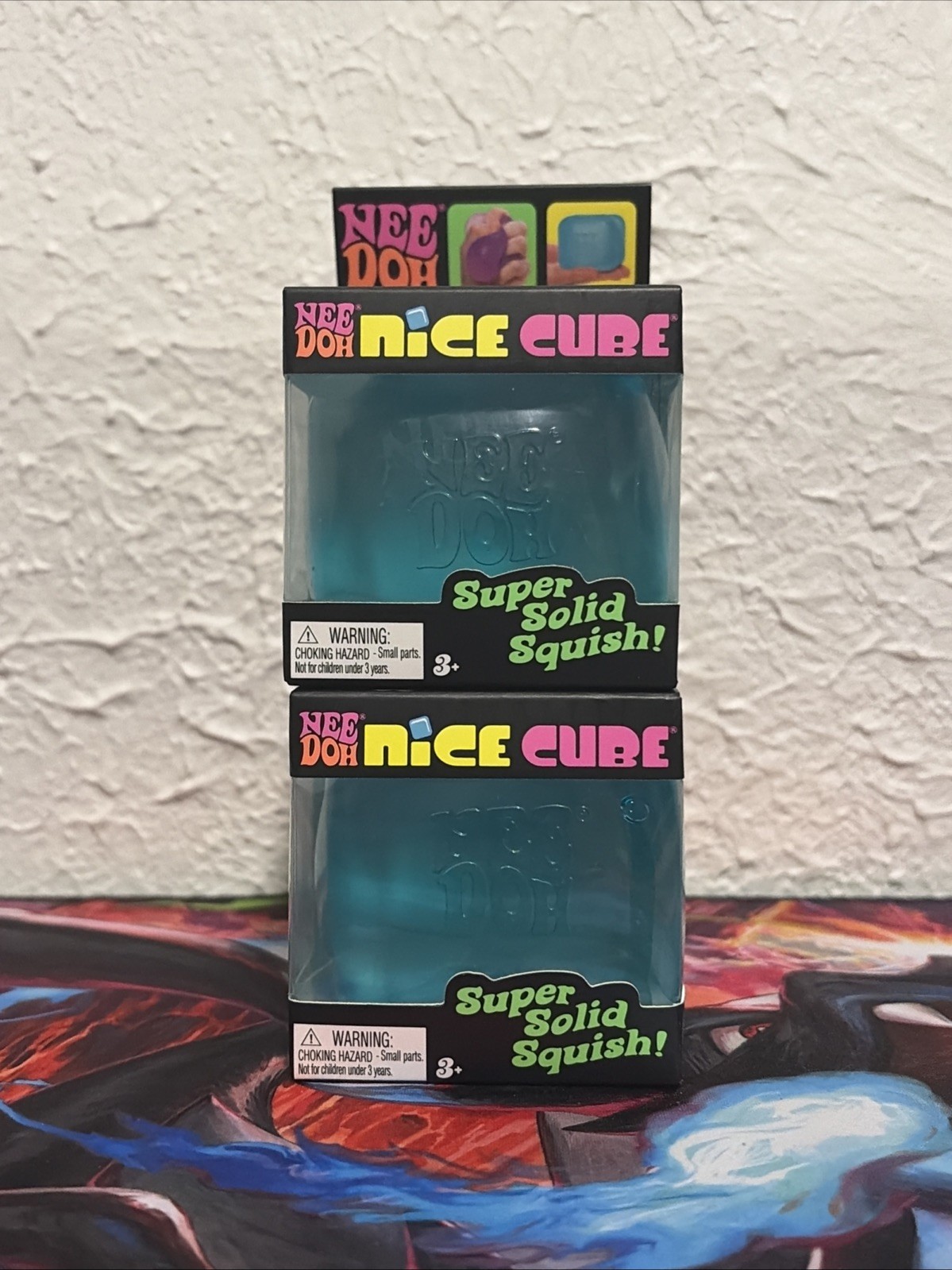 Nee Doh Nice Cube -Super Solid Squish! (Blue) -Brand New/Factory Sealed Lot Of 2
