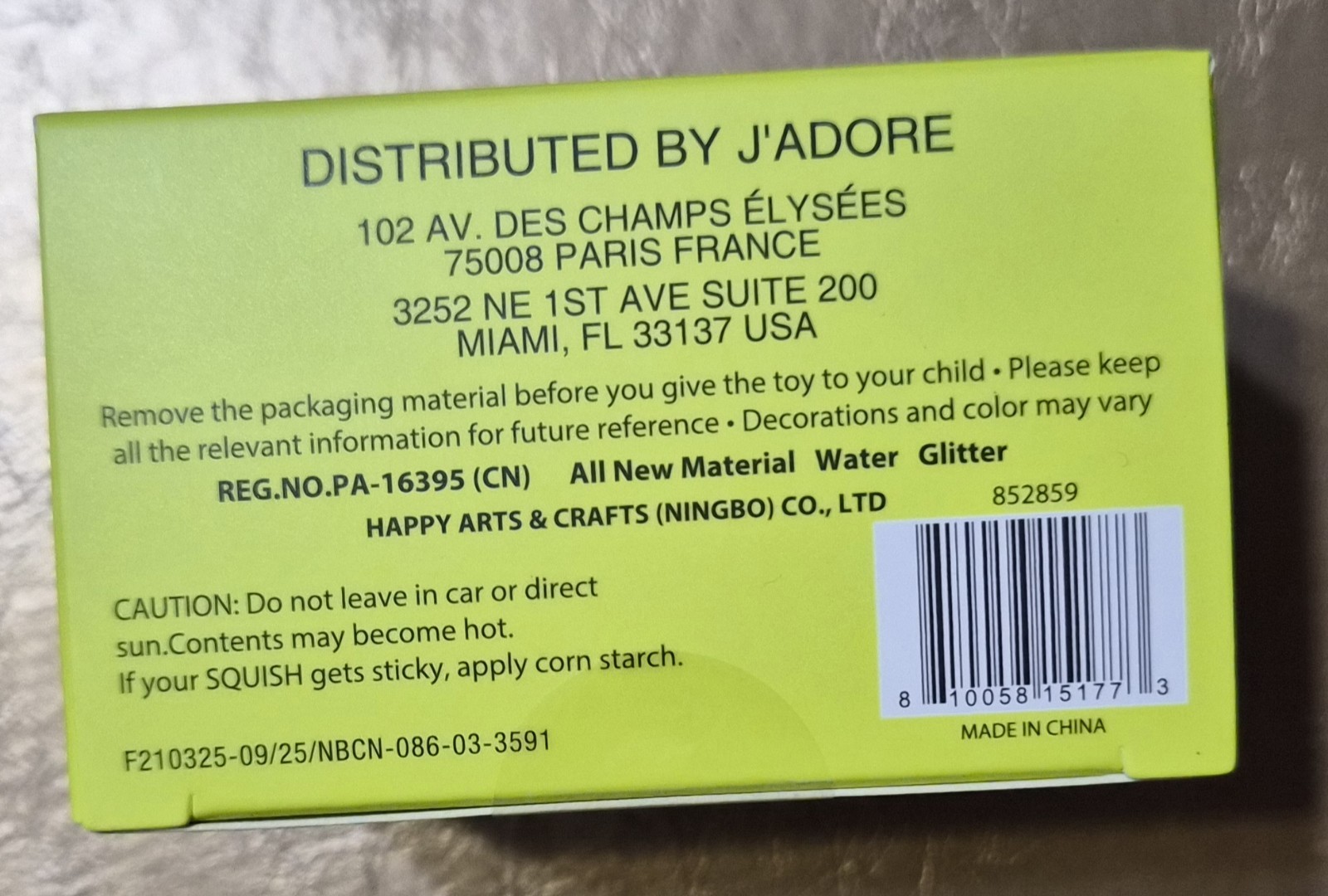 J’ADORE YELLOW GLITTER CLOUD SUPER DUPER SQUISHY TOY 2.5 INCHES NIB