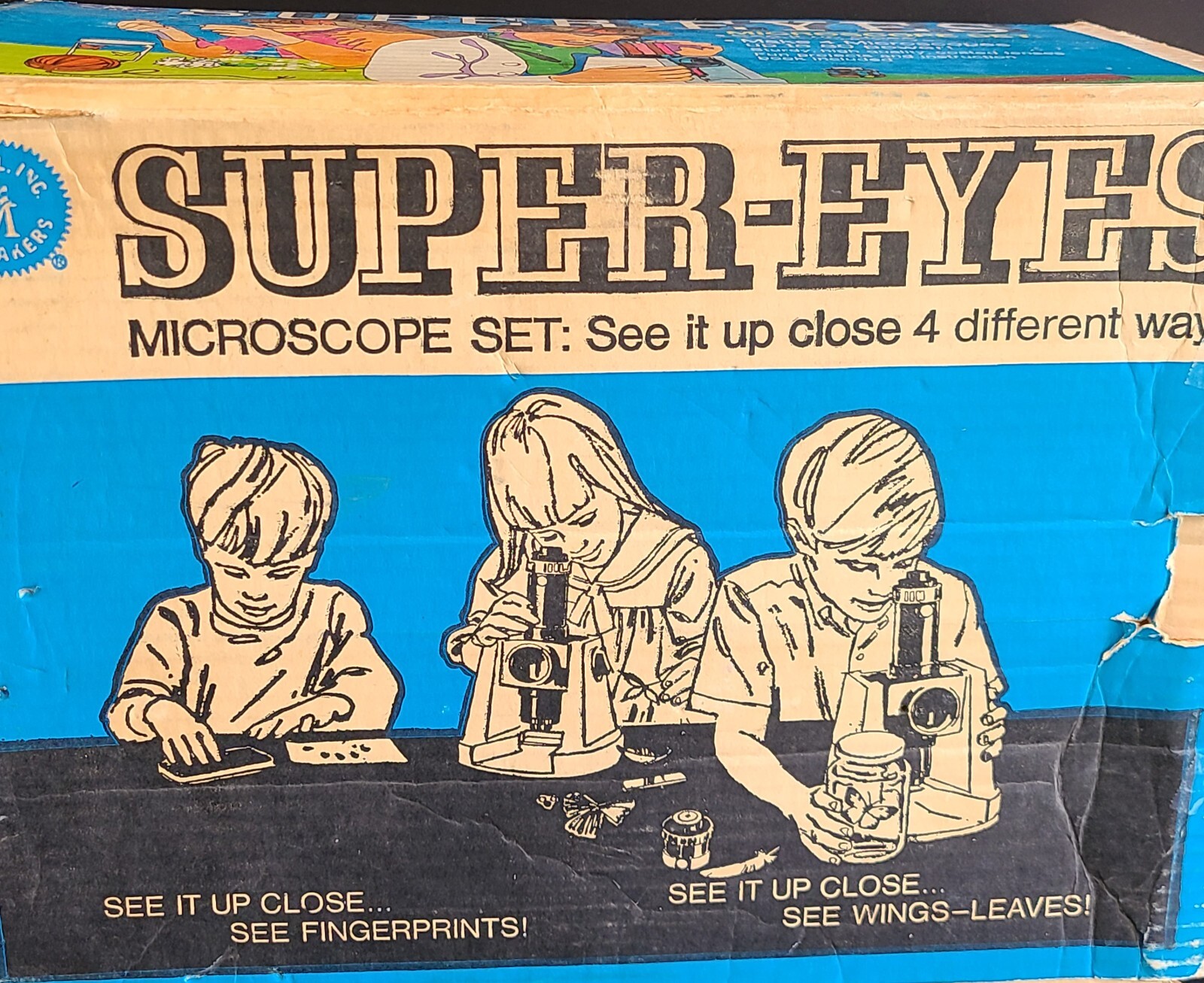 MATTEL SUPER EYES 80 POWER MICROSCOPE SET VINTAGE 1968 W/ Box New Opened Box