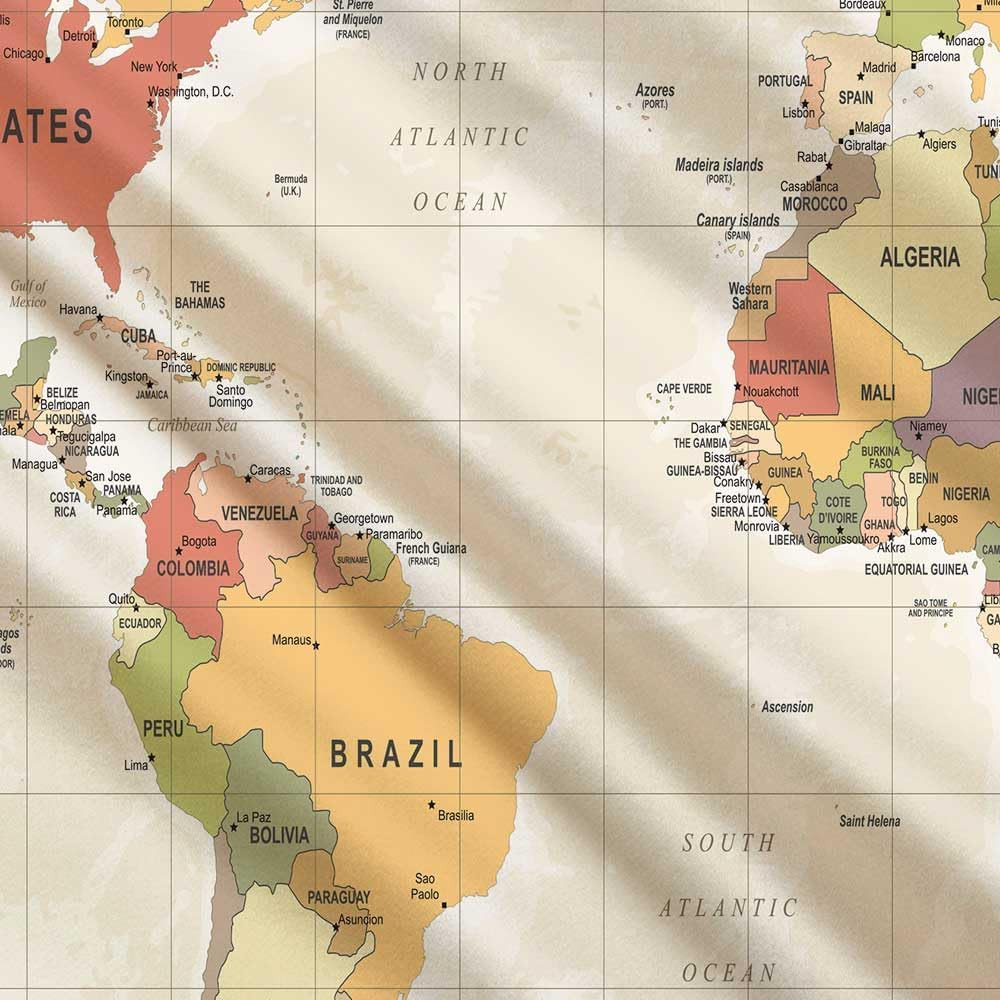 World Map Tapestry for Kids Student, Map of The World with Countries and Majo…