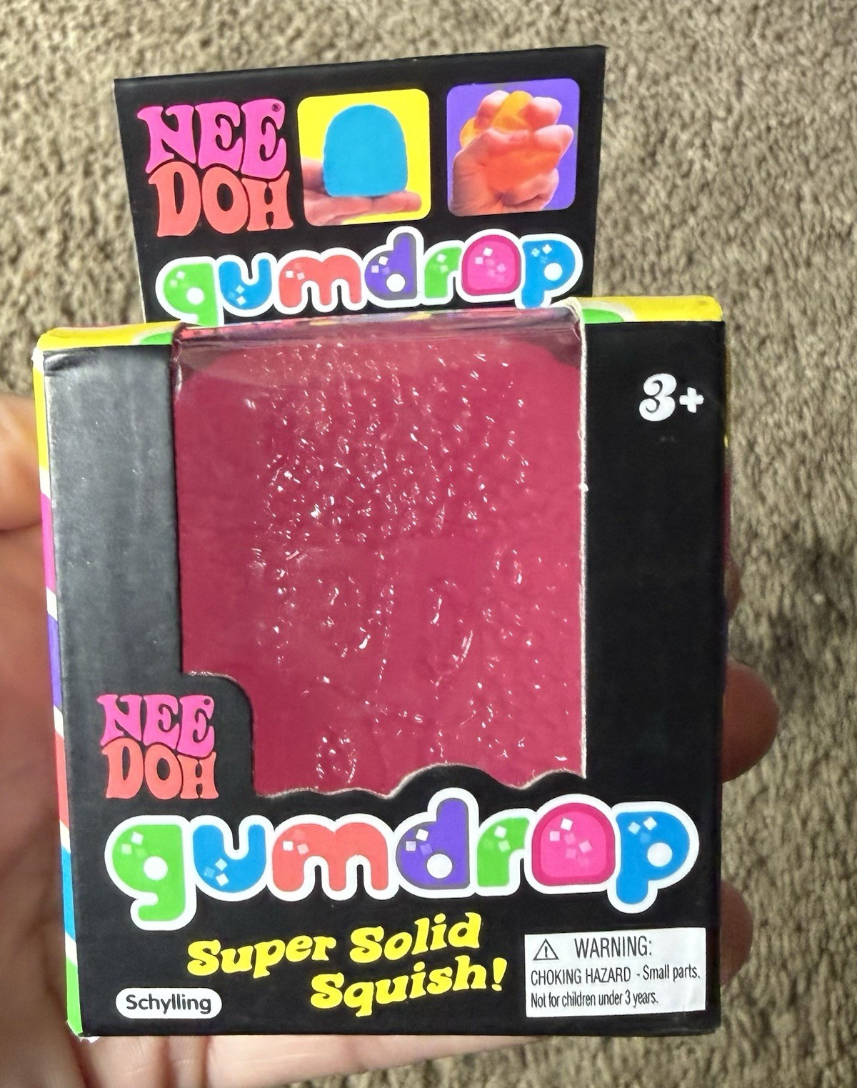 Schylling Nee Doh Gumdrop Super Solid Squish Squeeze Toy, Pink 26075HY