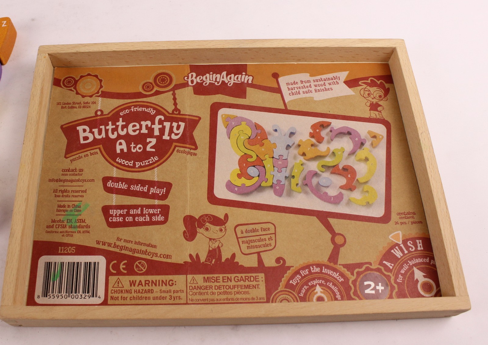 Butterfly 2-sided Wood Puzzle Upper & Lowercase A-Z – Educational pre-owned