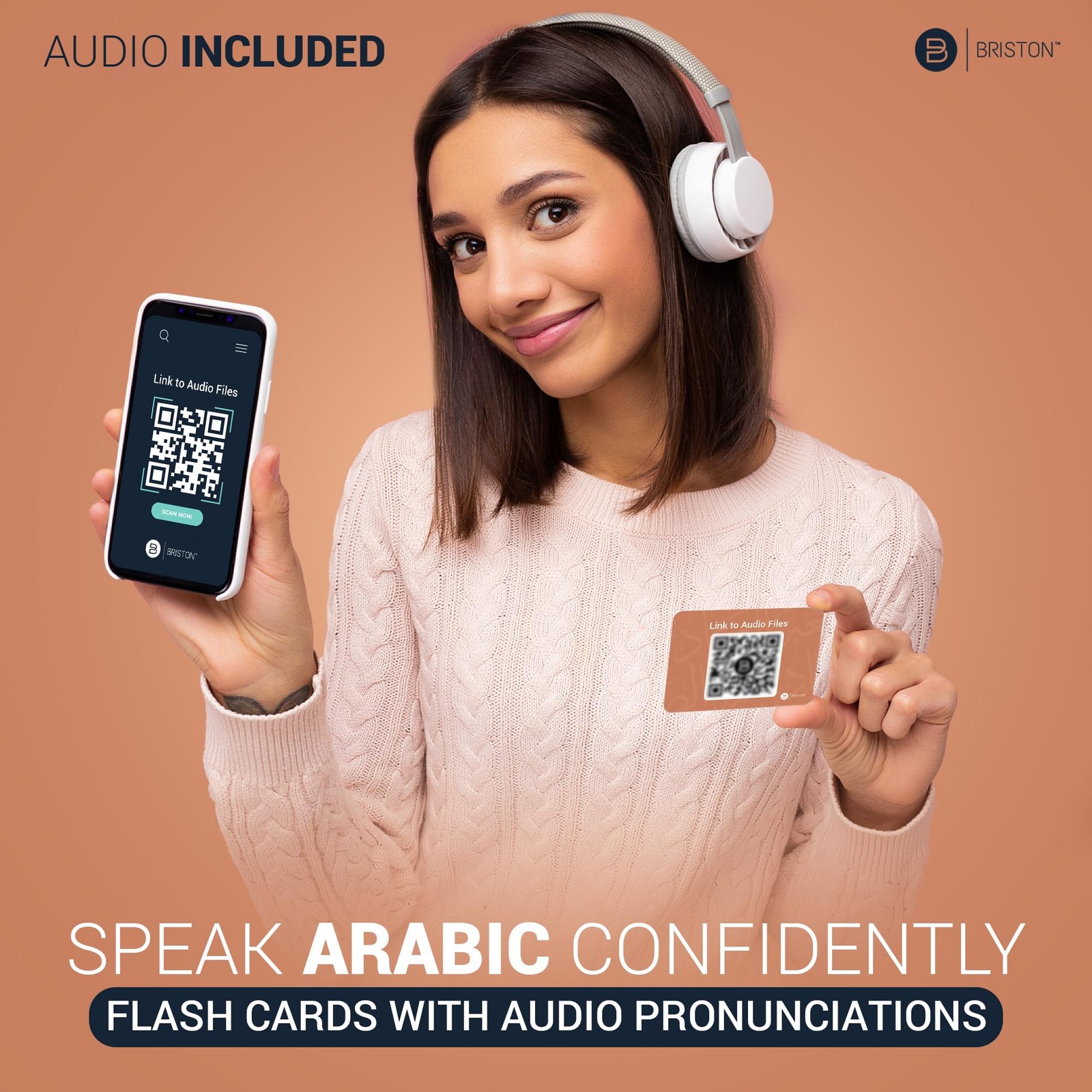 Briston Arabic Standard Flash Card Size (3.5 x 2.5 Inches), Multi-color