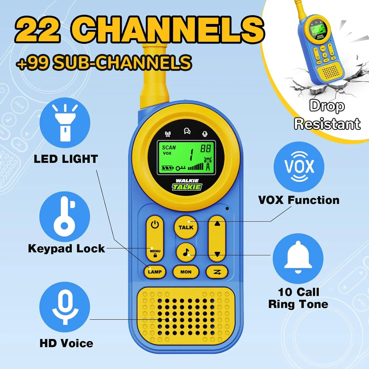 Walkie Talkies for Kids Toys Toys for 3-12 Year Old Boys Girls 22 Channels 2 Way