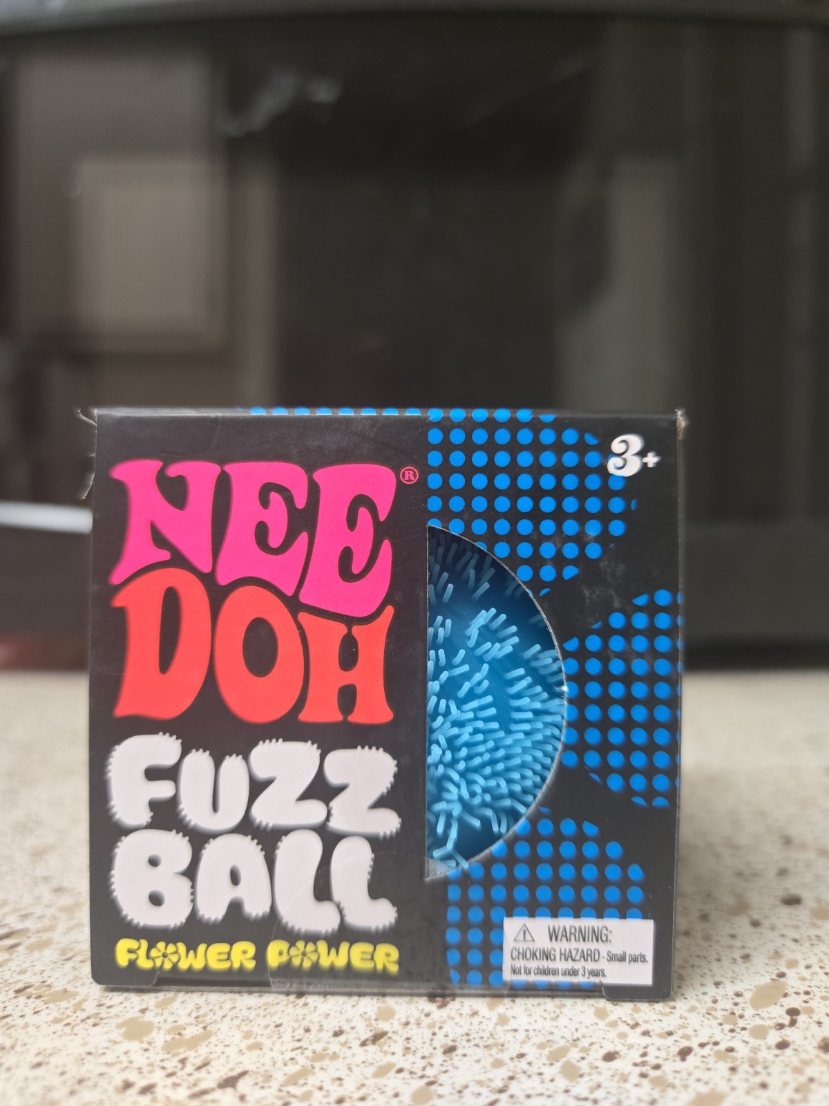 Blue Needoh FUZZ BALL Flower Power Nee Doh Squish Stress Ball NEE-DOH Fuzzball