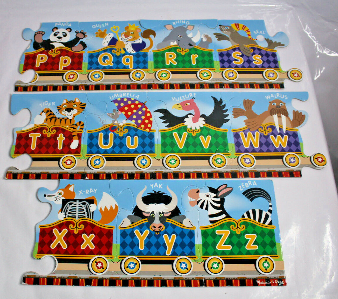 Melissa & Doug ALPHABET EXPRESS Train 27 PIECE Floor puzzle #4420 = 120″ X 6″