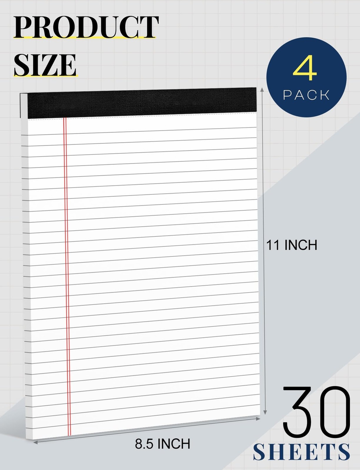 Note Pads 8.5 x 11 Wide Ruled Lined Writing Note Pad for Office 4 Pack White …