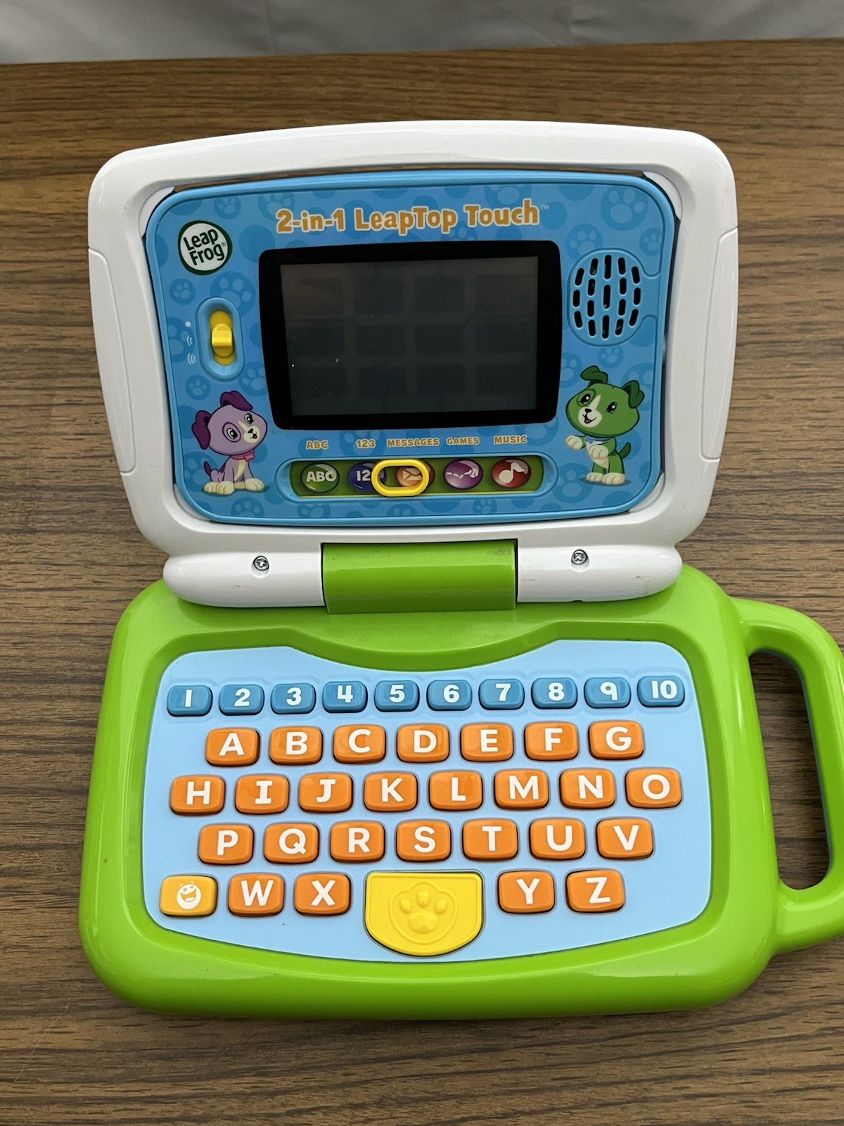 LeapFrog 2-in-1 LeapTop Touch Kids 2 years+ Laptop Green ABCs numbers music EUC