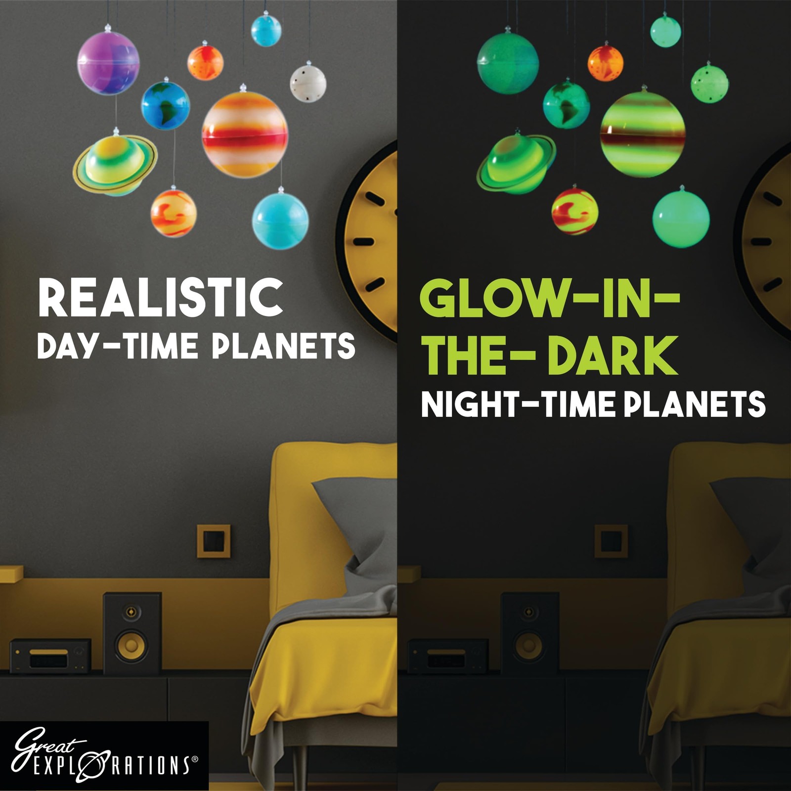 University Games Explorations 3-D Solar System Glow In The Dark Ceiling Hanging