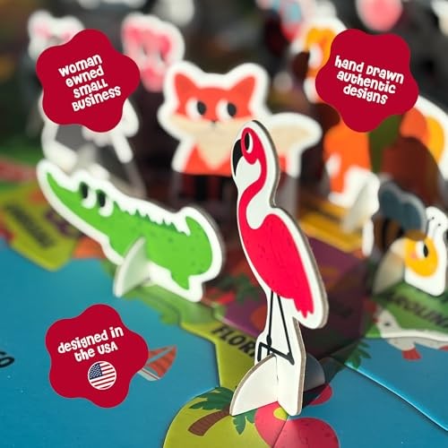 Dinomini Giant USA Map Puzzle for Kids – with Interactive Standing Usa Map