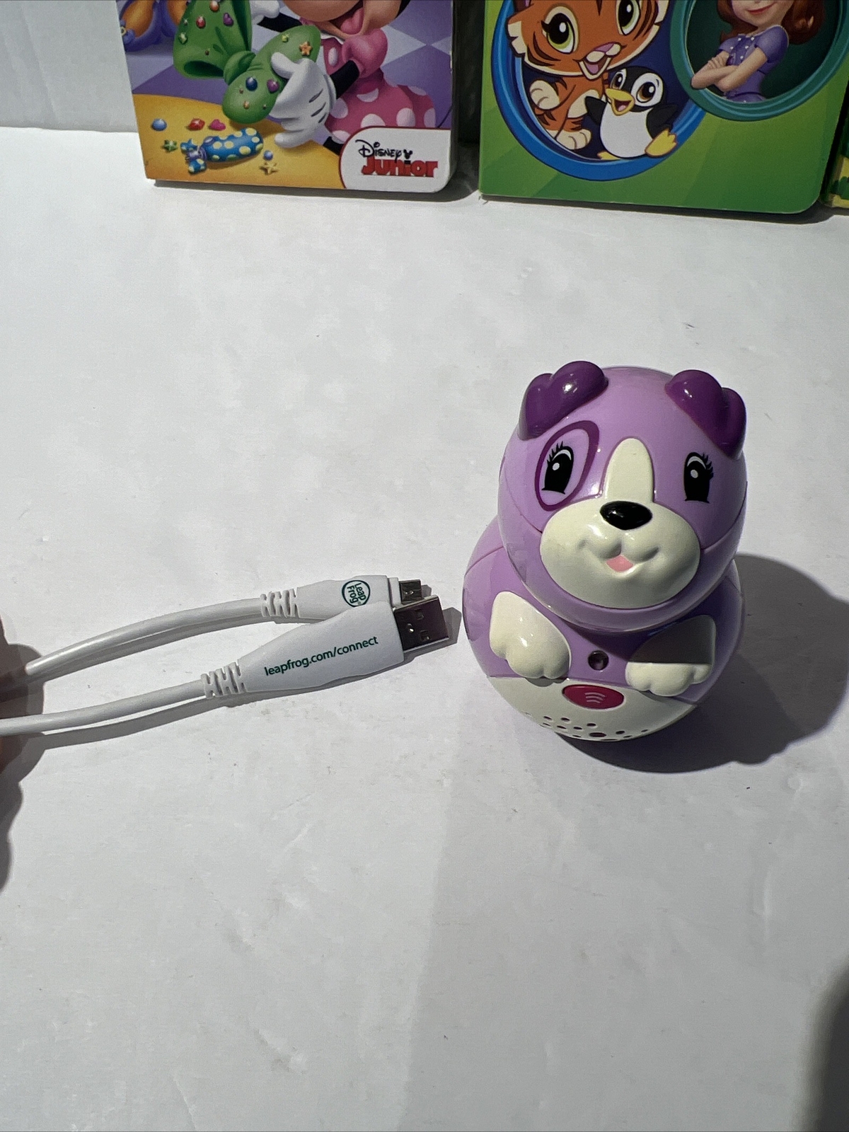 Leap Reader Junior Purple Puppy Reader Learn To Read Lot Books/Power Cord Works.