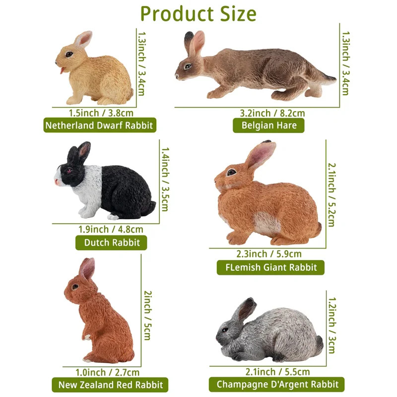 12Pcs Simulation Rabbit Farm Animal Model Toy Mini Rabbits Figures Dolls Action