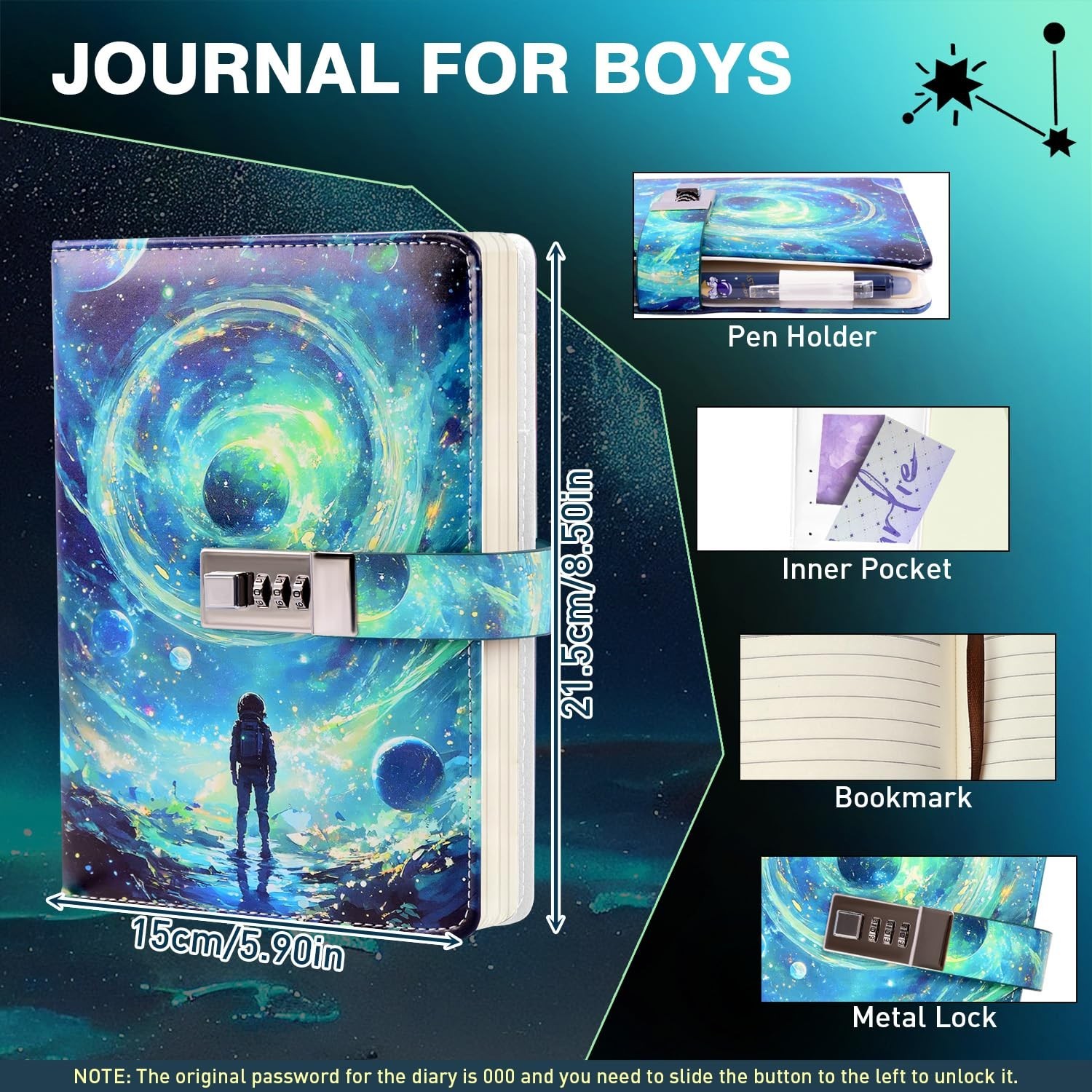 Diary with Lock for Boys Ages 8-12, A5 Journal with Lock 192 Pages-Adventure …