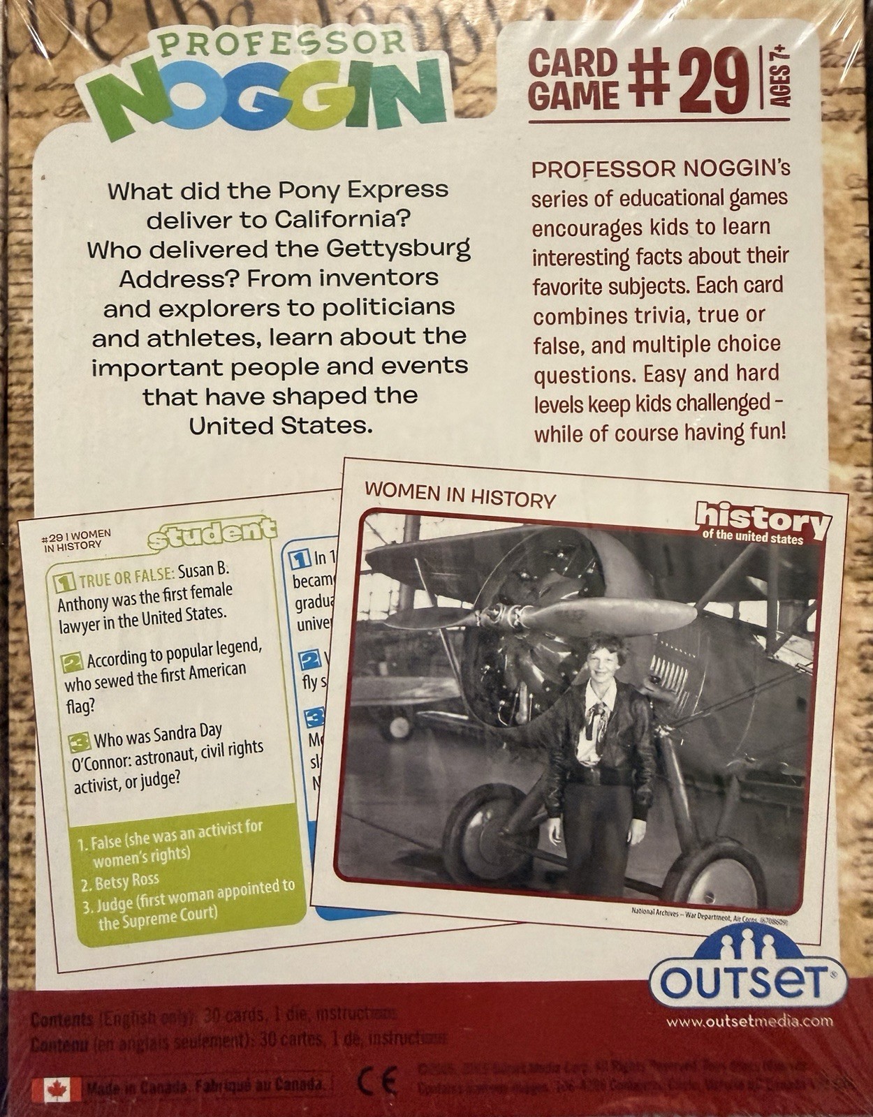 PROFESSOR NOGGIN History of the UNITED STATES Card Game #29 100% COMPLETE 2019