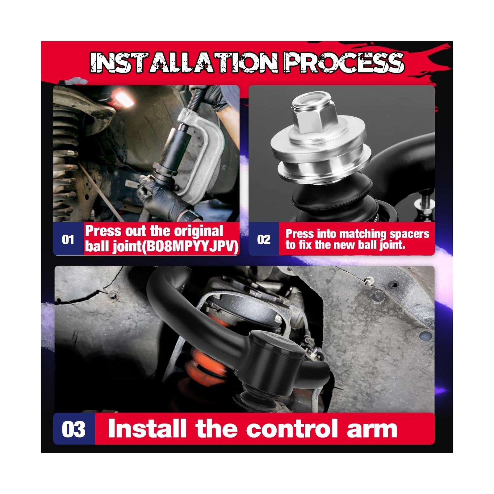 2-4″ Upper Control Arms ,Black,Vehicle Specific Fit,With Flexible Ball Joint