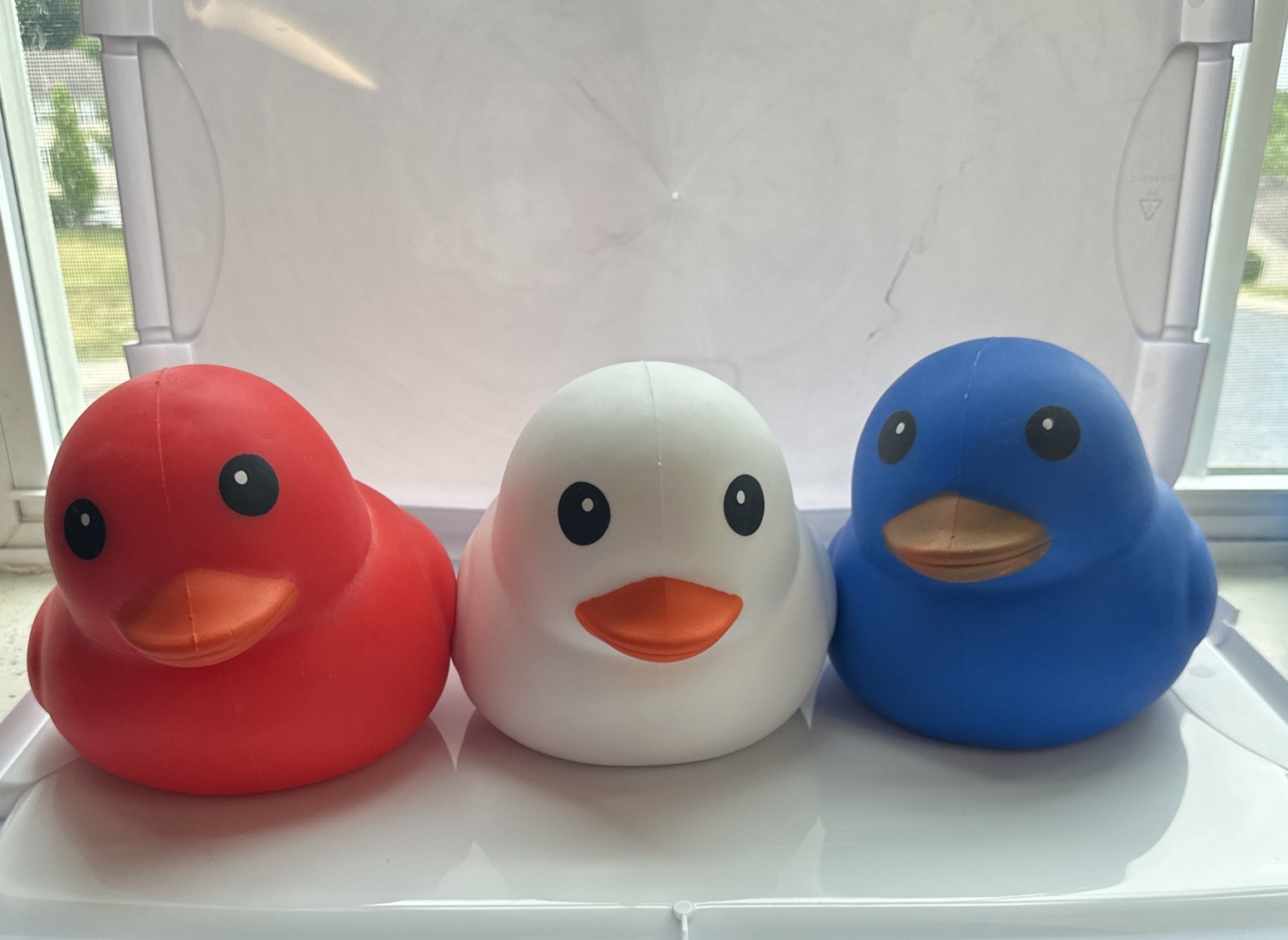 🇺🇸Sunny Days Jumbo Squeezy Ducks Red White Blue Squishy Toy Lot Of 3 New Rare