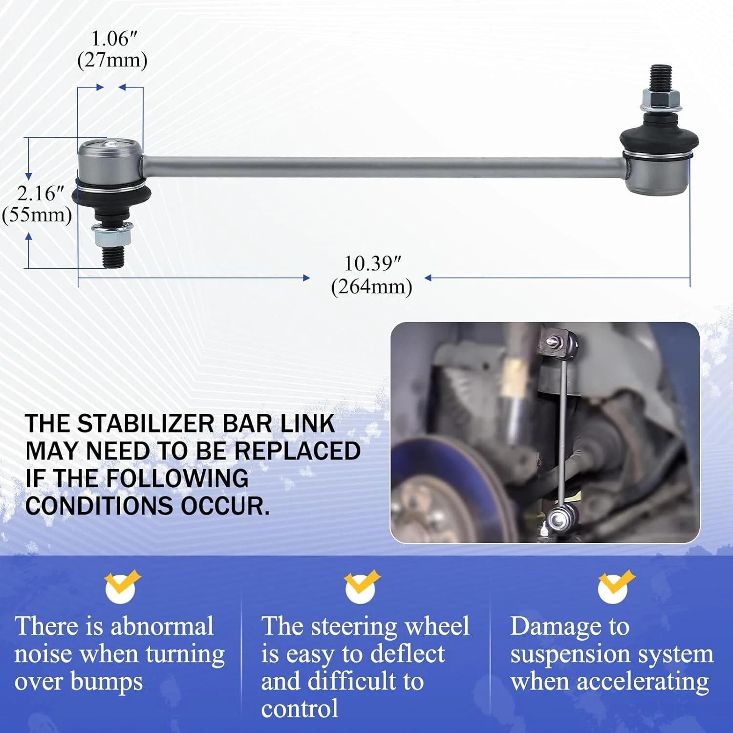 K80066 Zinc-Nickel Alloy Front Stabilizer Sway Bar Links for 2000-2011 Ford