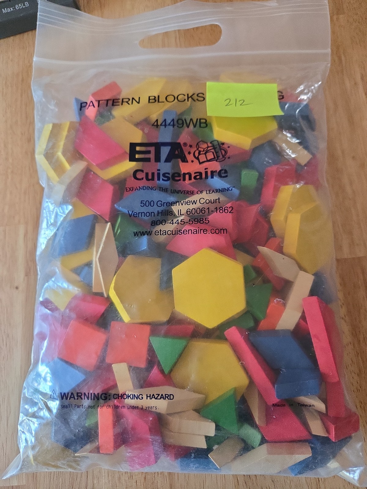 212 Wooden Pattern Blocks Geometric Educational Math Sorting Homeschool Tangrams