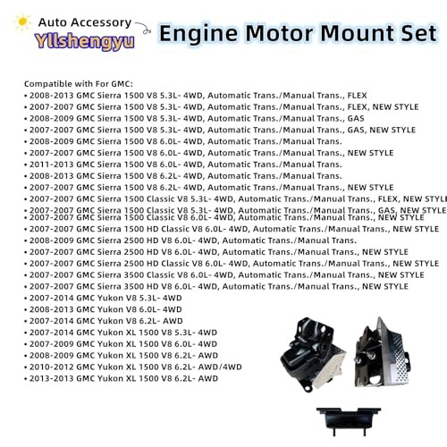 3Pcs Engine Motor Mount Kit – Compatible with Trucks & SUVs (Silverado 1500,