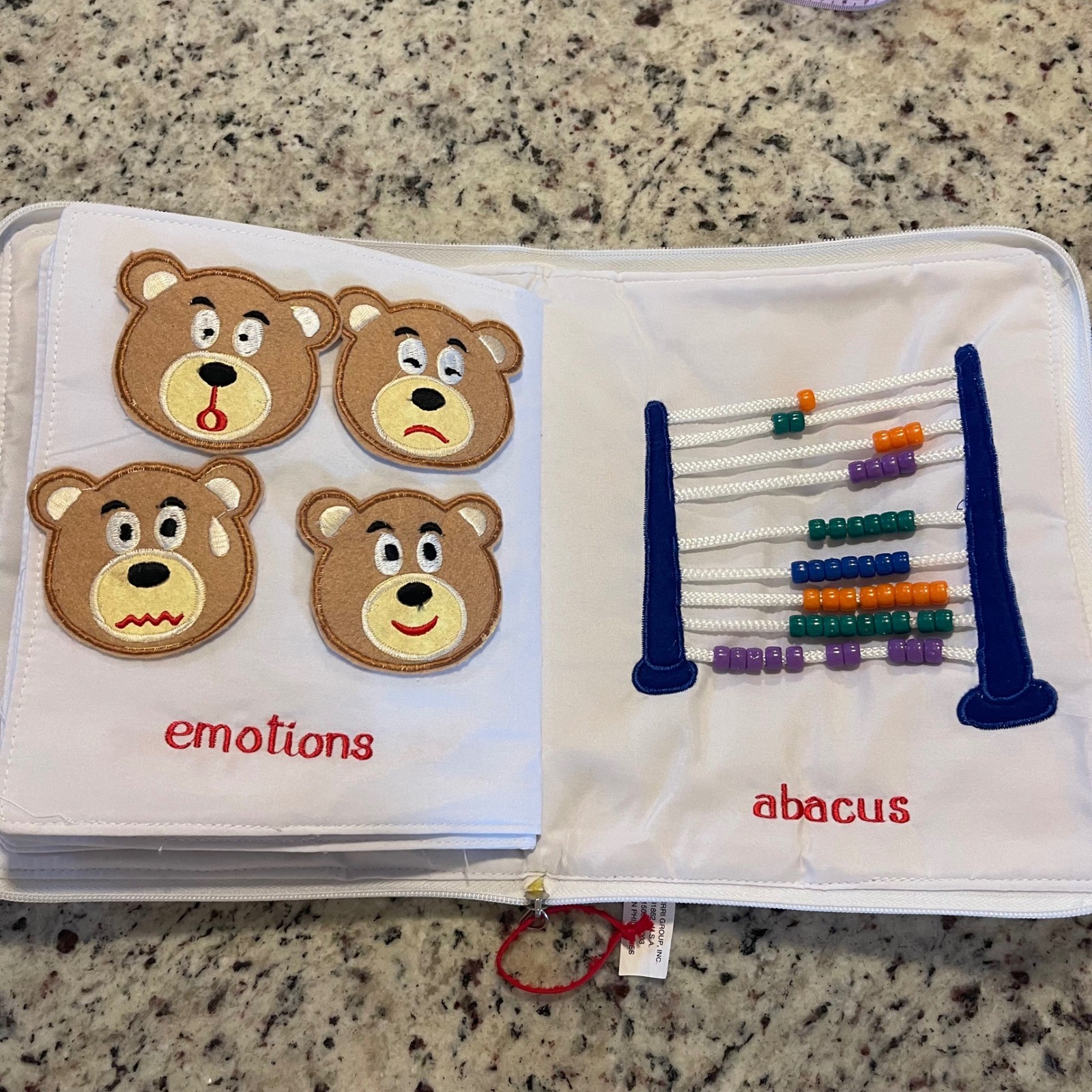 Parris My Quiet Book Kids OS Red White Striped Retro Interactive Fabric Toy Busy