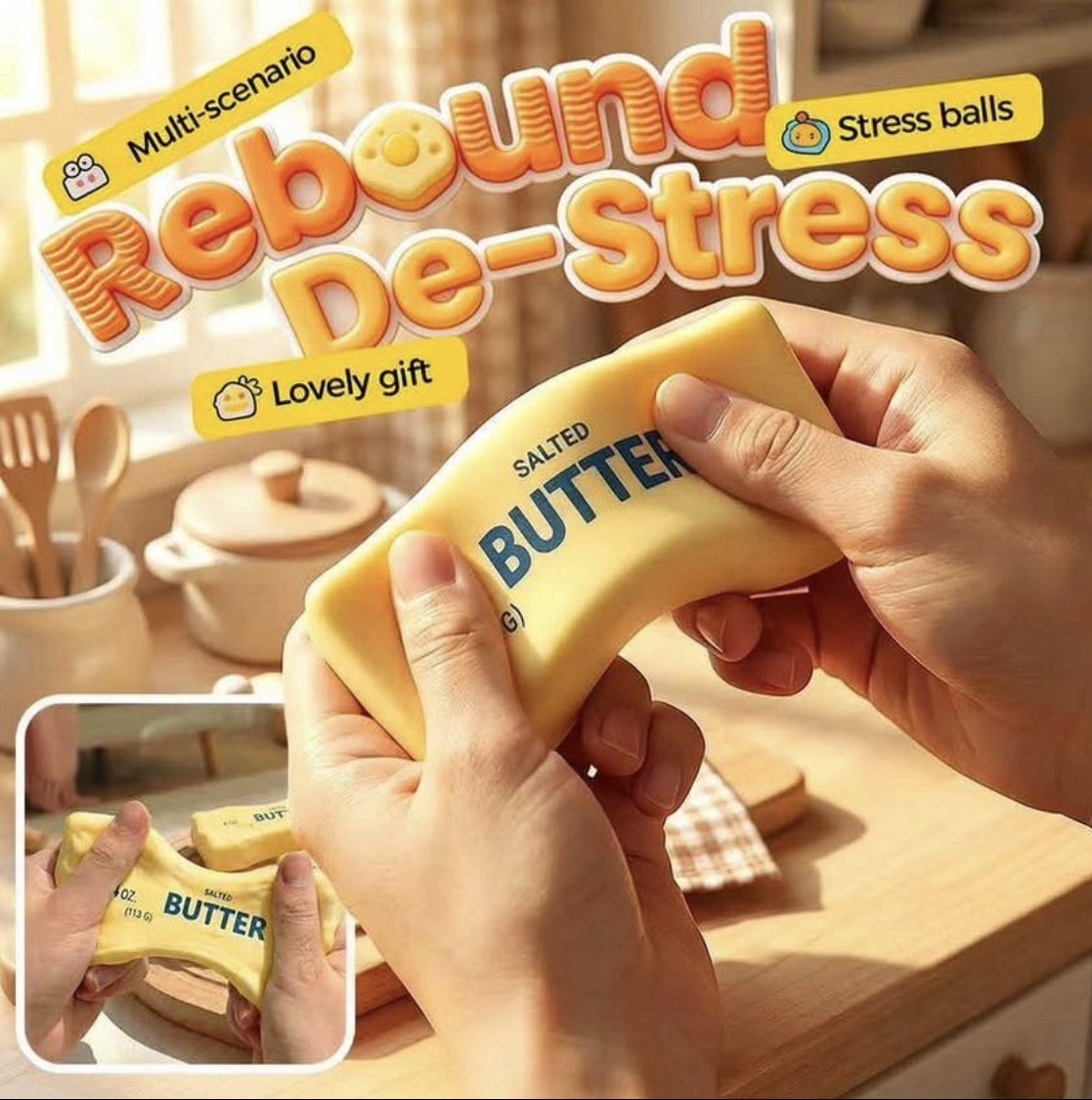 ✅ Butter Stick Squishy Fidget Toy Soft Stress Relief ADHD Anxiety Squeeze ✅
