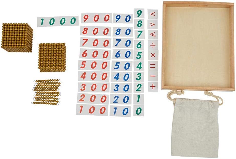 Montessori Math Beads Toys Materials For Toddlers Golden Beads And Cards