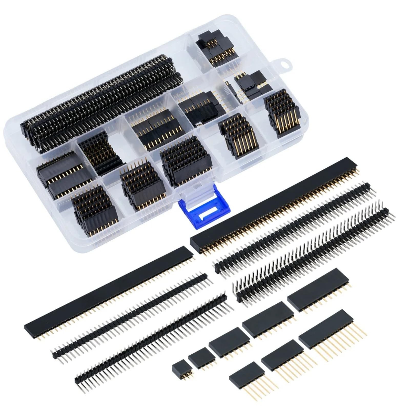 122 Pcs 2.54mm Female Header Pins Kit 3 4 6 8 10 40 Pin PCB Connector Set