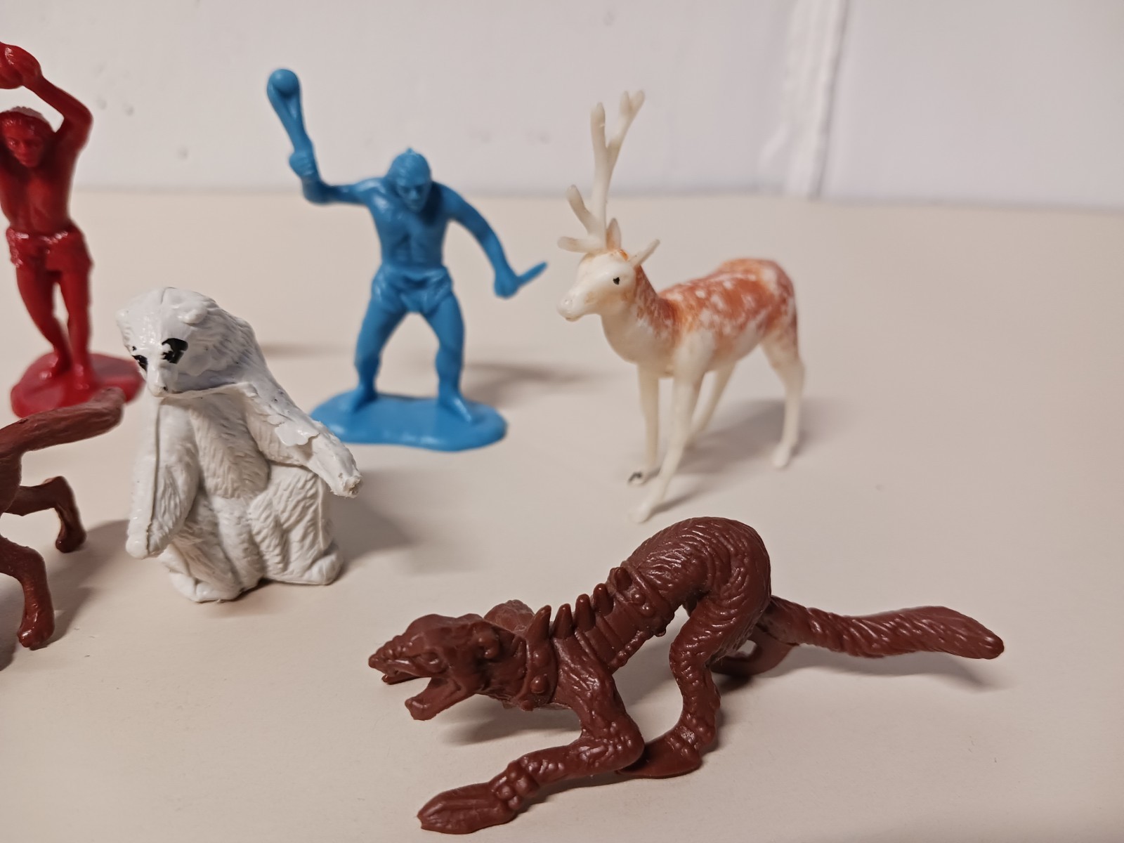 Vintage Prehistoric Collection of 8 Animals and People Plastic Toys