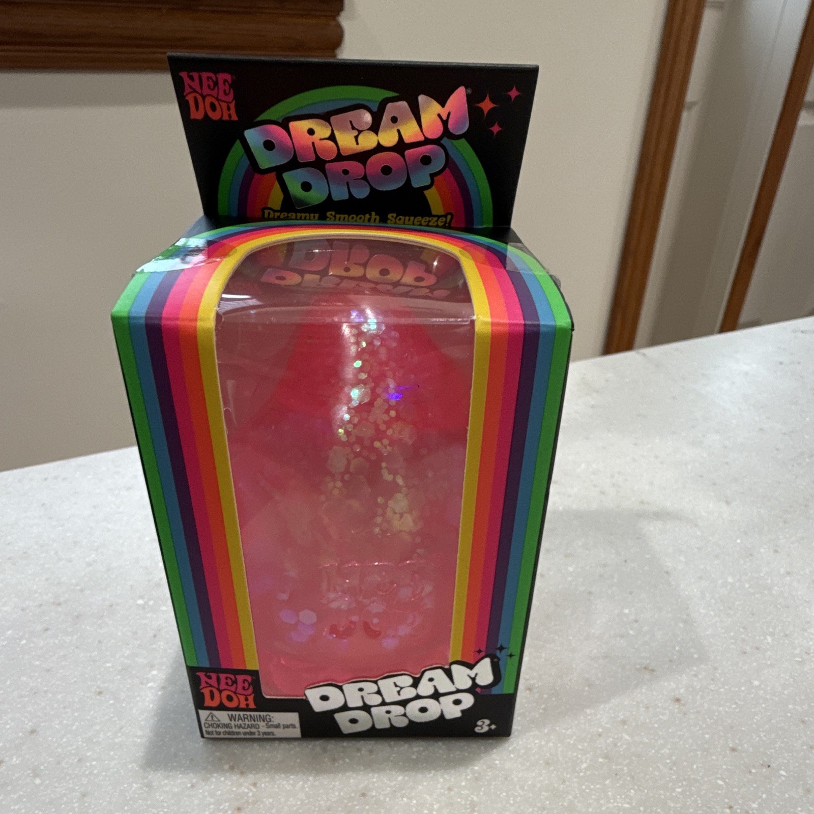 Nee Doh Dream Drop Tactile Smooth Squeezy Stress Reliever Toy, Blue,Purple,Pink