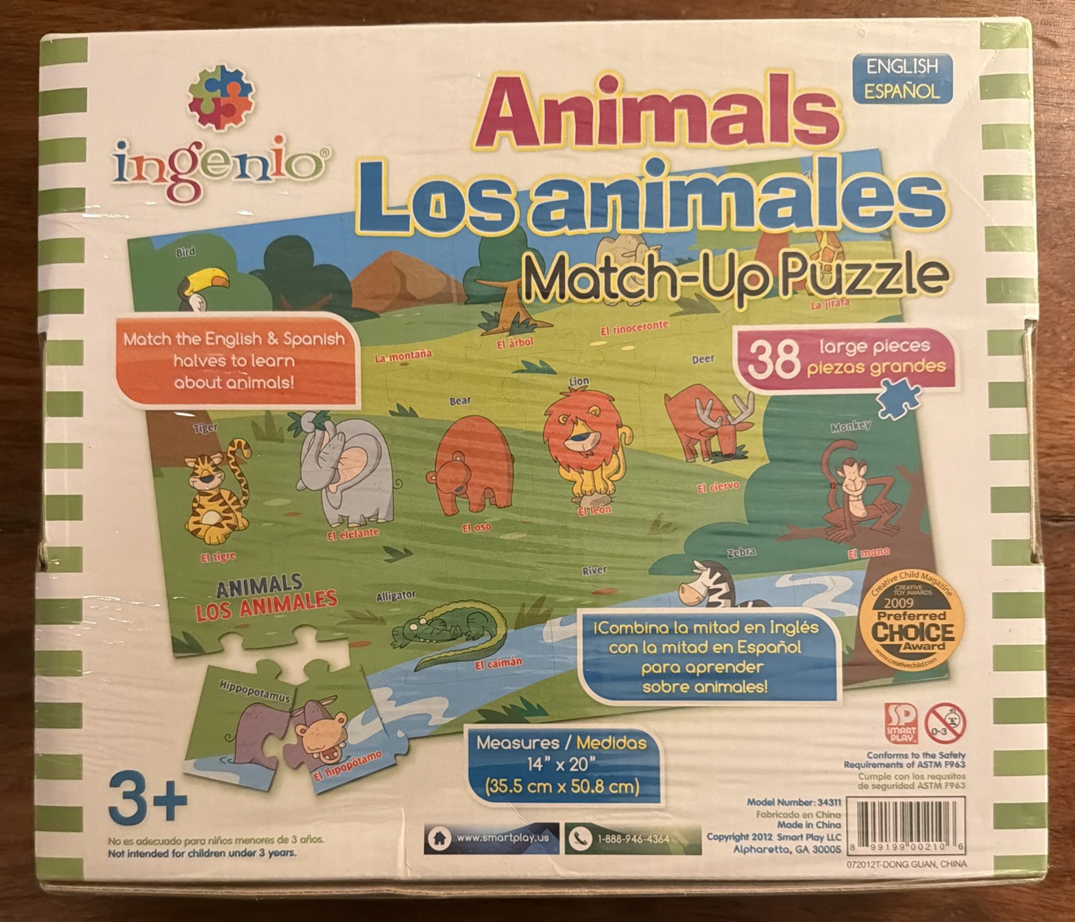 Ingenio English Spanish Animal Match-up Puzzle