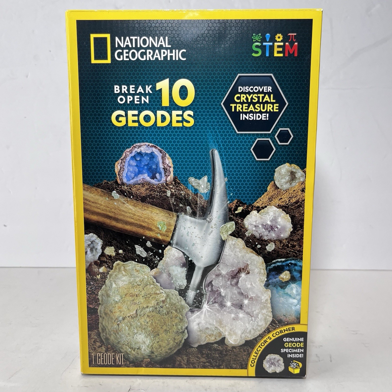 Break Open 10 Geodes Kit, Includes Goggles & Display Stands, STEM Gift for Kids