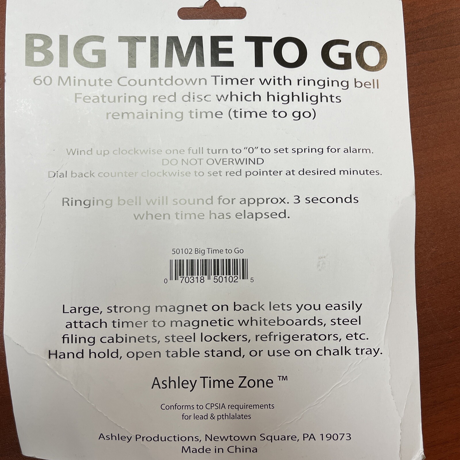 Ashley Productions Big Time To Go 6″ Timer