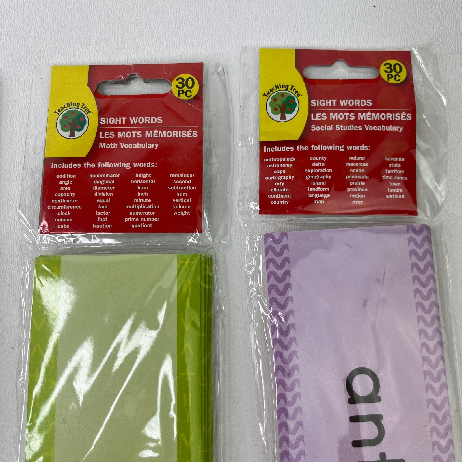 Lot of 4 Teaching Tree Sight Card Strip 3rd Grade, Grammer, Math, Social Studies