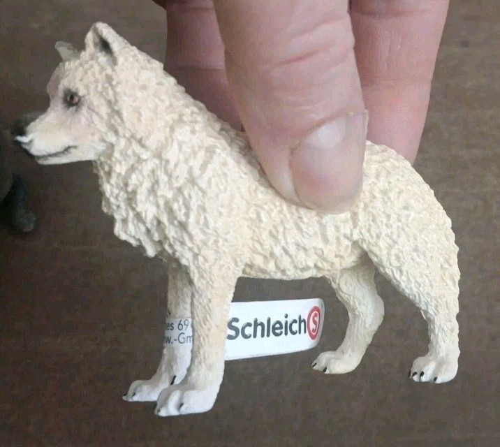 2 Schleich Giant Tortoise Wild Life ’08 & White Wolf Toy Figures Diorama Animals