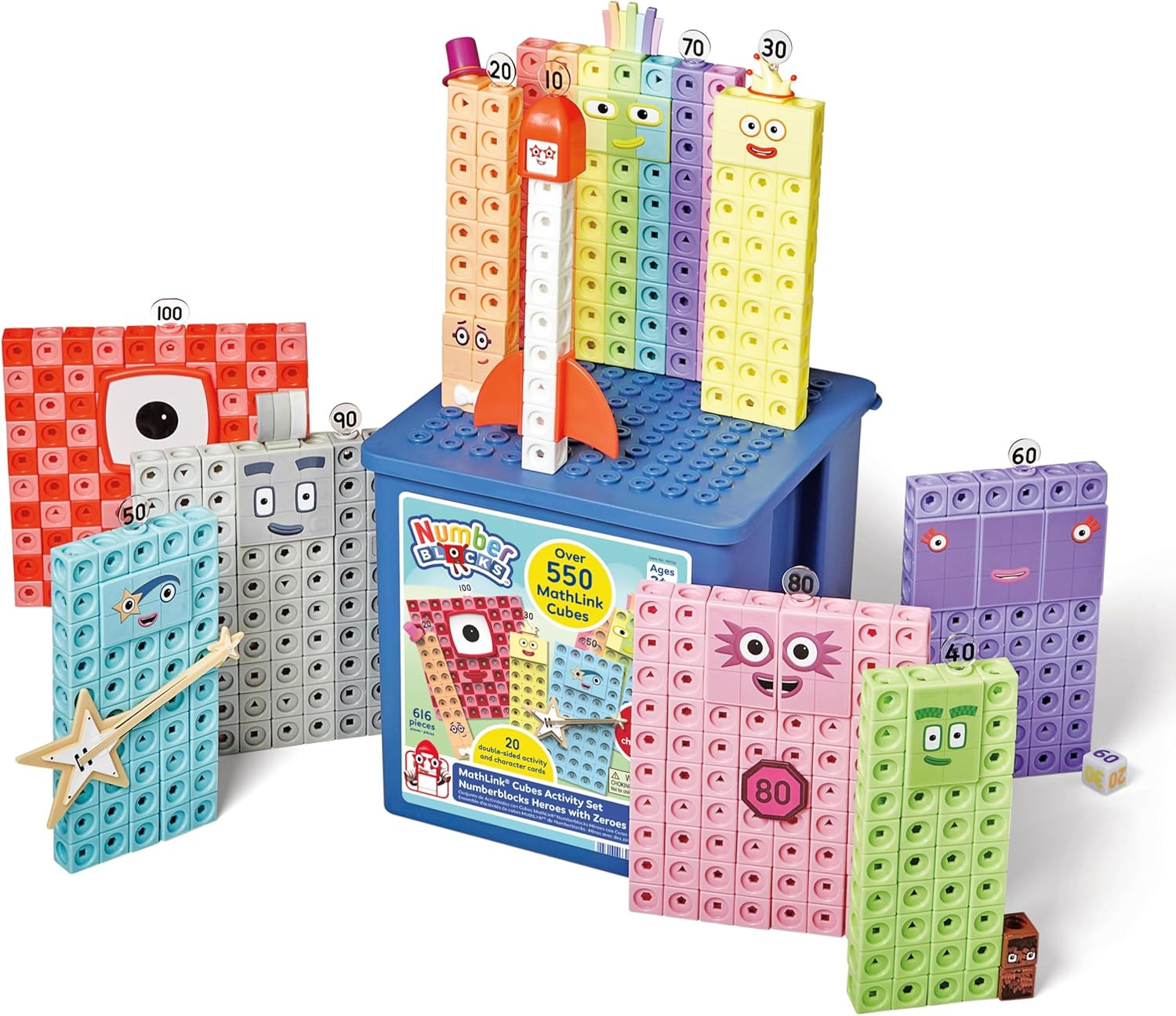 Numberblocks Heroes with Zeroes Mathlink Cubes Activity Set, Preschool Learning