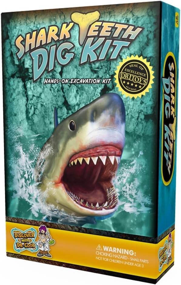 Discover with Dr. Cool Shark Tooth Dig Kit – Dig Up 3 Real Shark Teeth Fossils!